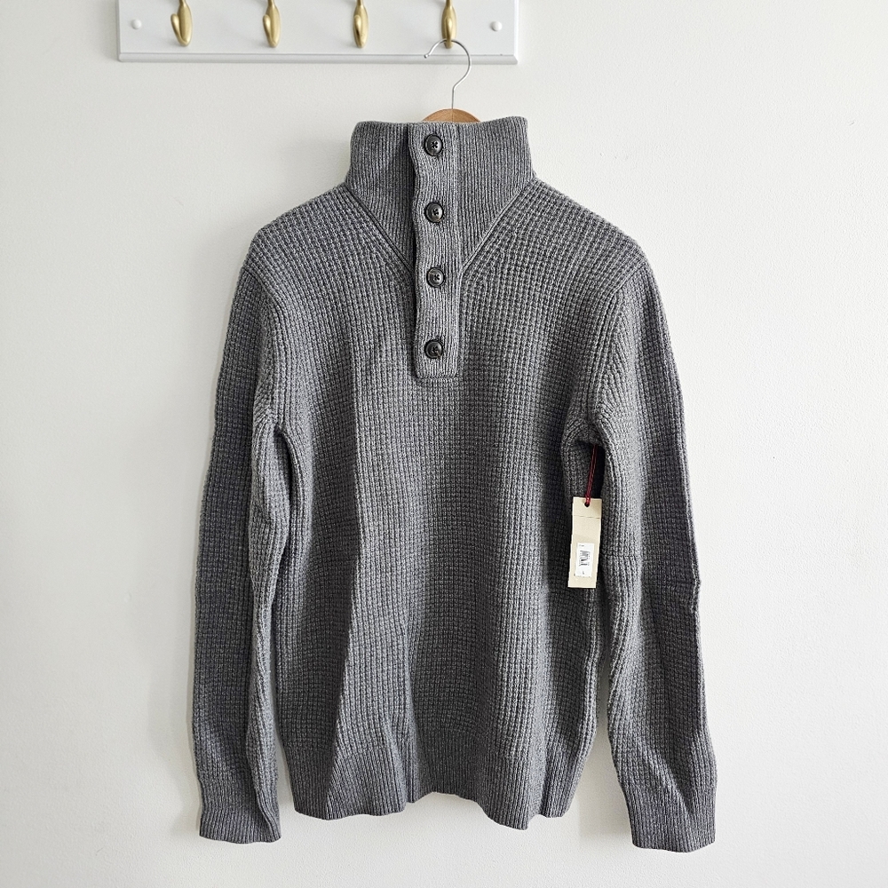 Banana Republic Italian Merino Extra Fine Wool Knit Button Up Sweater Men Size L